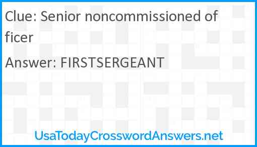 Senior noncommissioned officer Answer