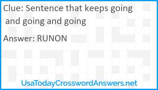 Sentence that keeps going and going and going Answer