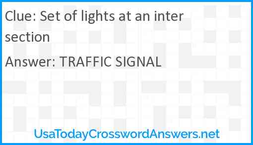 Set of lights at an intersection Answer