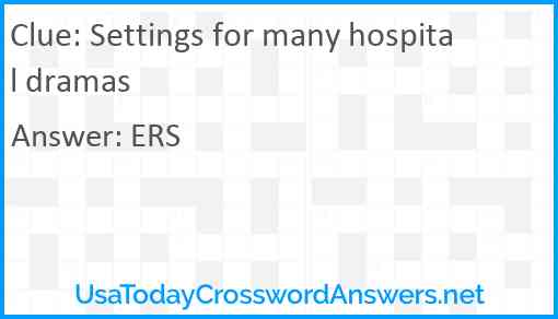 Settings for many hospital dramas Answer