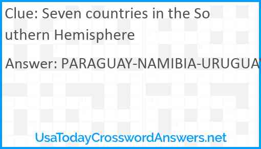 Seven countries in the Southern Hemisphere Answer
