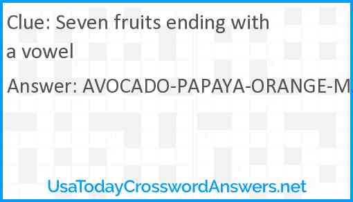 Seven fruits ending with a vowel Answer
