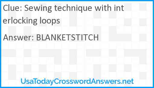 Sewing technique with interlocking loops Answer