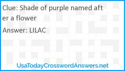 Shade of purple named after a flower Answer