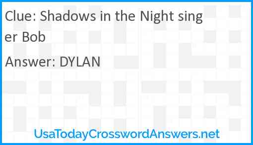 Shadows in the Night singer Bob Answer