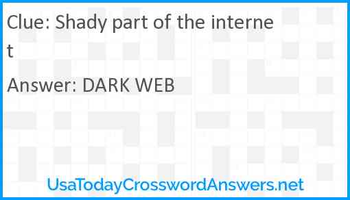 Shady part of the internet Answer