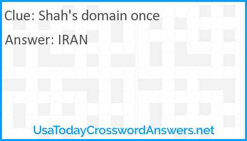Shah's domain once Answer
