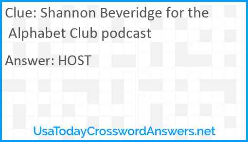 Shannon Beveridge for the Alphabet Club podcast Answer