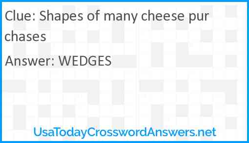 Shapes of many cheese purchases Answer