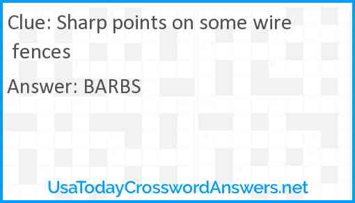 Sharp points on some wire fences Answer