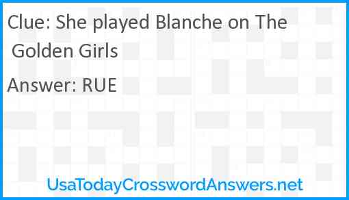 She played Blanche on The Golden Girls Answer