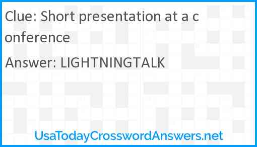 Short presentation at a conference Answer