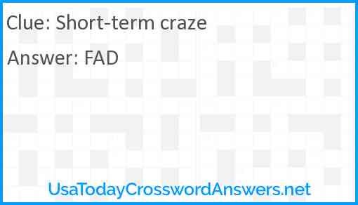 Short-term craze Answer