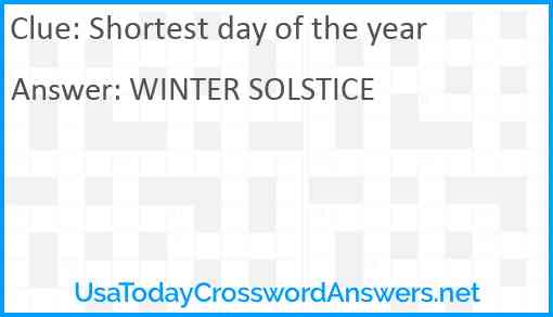 Shortest day of the year Answer