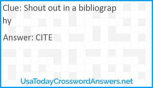 Shout out in a bibliography Answer