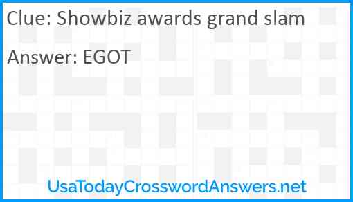 Showbiz awards grand slam Answer