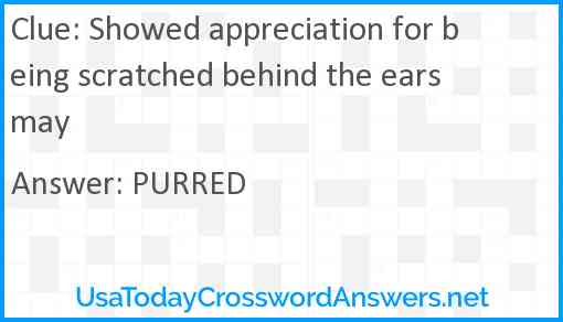 Showed appreciation for being scratched behind the ears may Answer