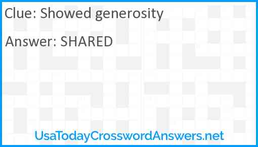 Showed generosity Answer