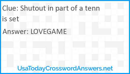 Shutout in part of a tennis set Answer