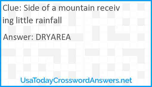 Side of a mountain receiving little rainfall Answer
