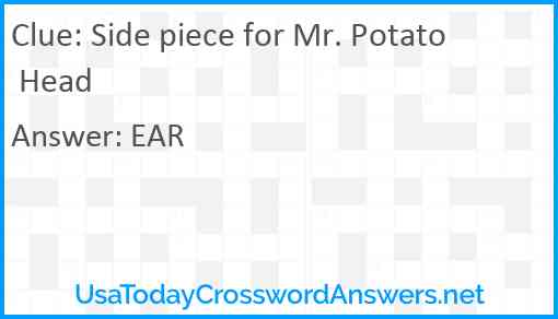 Side piece for Mr. Potato Head Answer