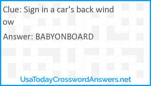 Sign in a car's back window Answer