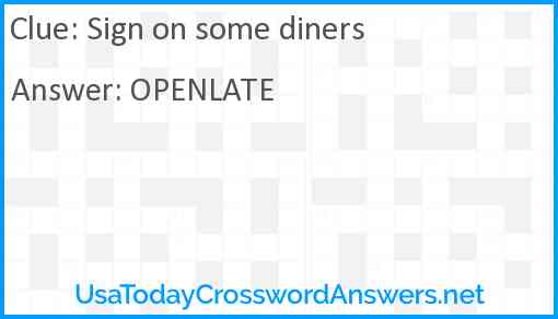 Sign on some diners Answer