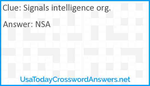 Signals intelligence org. Answer