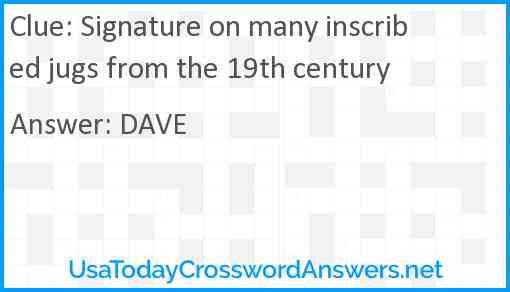 Signature on many inscribed jugs from the 19th century Answer