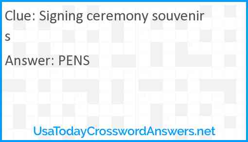 Signing ceremony souvenirs Answer