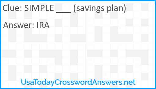 SIMPLE savings plan Answer
