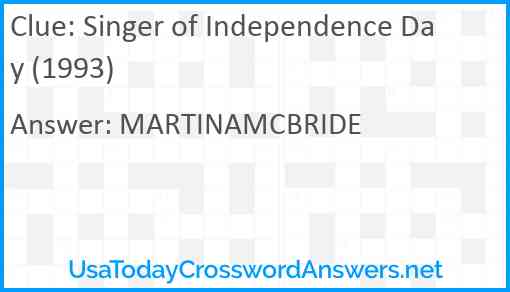Singer of Independence Day (1993) Answer