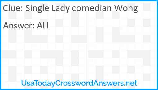 Single Lady comedian Wong Answer