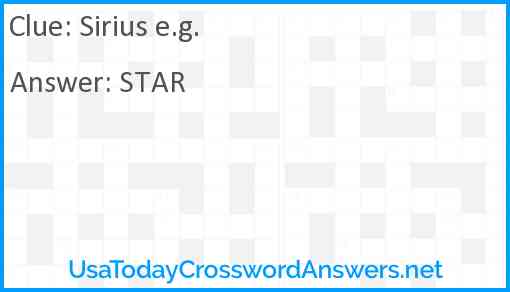 Sirius e.g. Answer