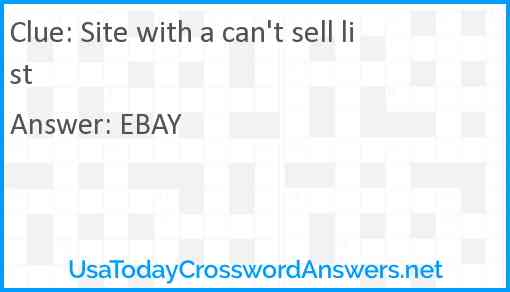 Site with a can't sell list Answer