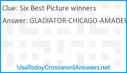 Six Best Picture winners Answer