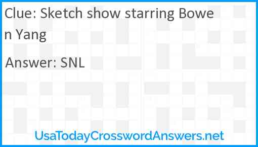 Sketch show starring Bowen Yang Answer