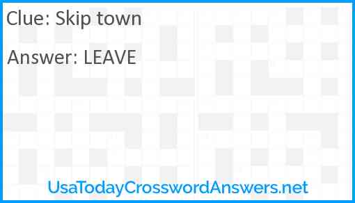 Skip town Answer