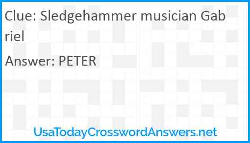 Sledgehammer musician Gabriel Answer