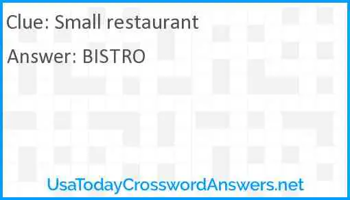 Small restaurant Answer