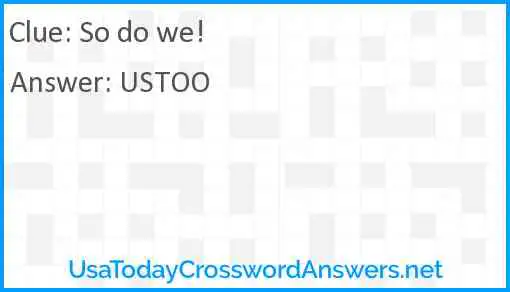 So do we! Answer