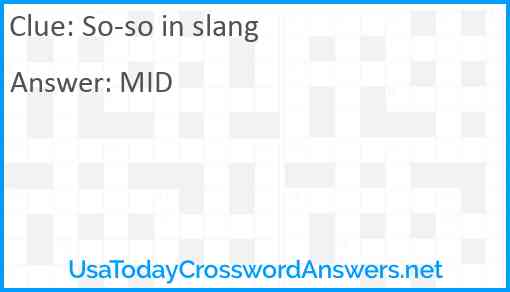 So-so in slang Answer