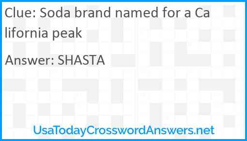 Soda brand named for a California peak Answer