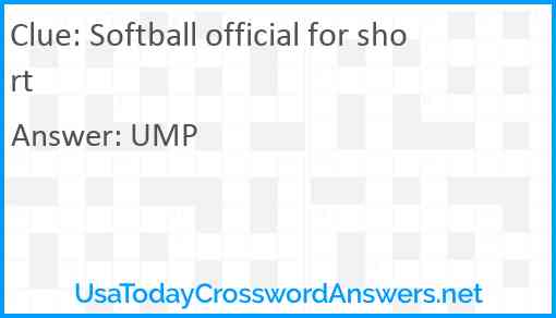 Softball official for short Answer