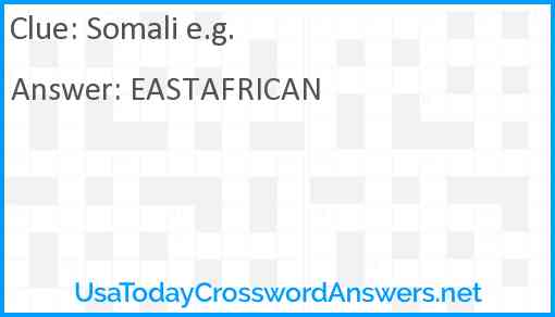 Somali e.g. Answer
