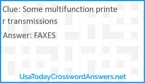 Some multifunction printer transmissions Answer