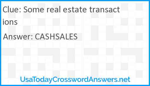 Some real estate transactions Answer