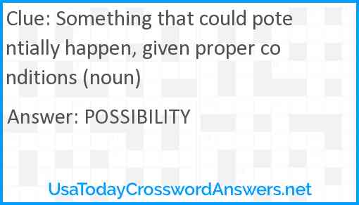 Something that could potentially happen, given proper conditions (noun) Answer