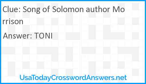Song of Solomon author Morrison Answer