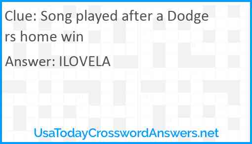 Song played after a Dodgers home win Answer